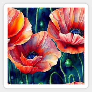 Watercolor poppy flower Sticker